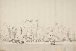 Folyami felvonulás az amszterdami Y-on az orániai herceg tiszteletére, 1660. június 5/15., 1675 körül (toll, tus)