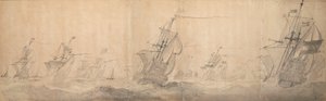 Az észak-fríz szigetek partjait ostromló holland flotta 9 [OS] / 1658. október 19. alkotó: Willem van de the Elder Velde