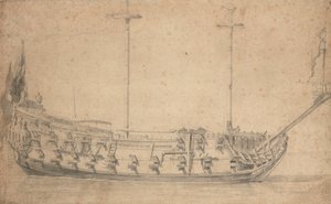 Egy angol negyedrendű portréja, kb. 42 ágyú, 1675 körül (ceruza, mosás)