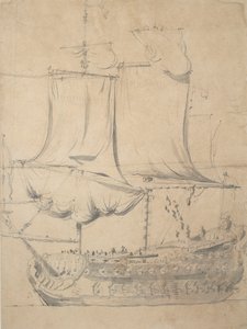 Egy angol harmadrangú portréja, 1685 körül (grafit, szürke tus) alkotó: Willem van de the Elder Velde
