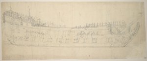 Az 1621-ben épült és 1653-ban átépített 64 ágyús "Swiftsure" portréja.