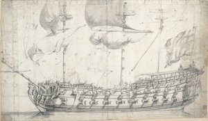 A "Tigris" portréja (1678), 1681 körül (grafit, szürke tus) alkotó: Willem van de the Elder Velde