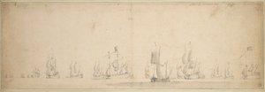 A holland flotta a lowestofti csata előtt, 1665. május-június alkotó: Willem van de the Elder Velde