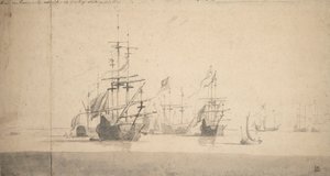 Tromp az "Oosterwijk"-ben tiszteleg, 1664 körül (grafit, szürke tus) alkotó: Willem van de the Elder Velde