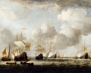 Egy holland flotta szellőben horgonyoz alkotó: Willem van de the Younger (attr.to) Velde