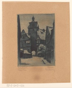Kilátás a Weisserturmra, Rothenburg ob der Tauberben Rothenburg o. T. Weisserturm (cím az objektumon) alkotó: Willi Foerster (signed by artist)