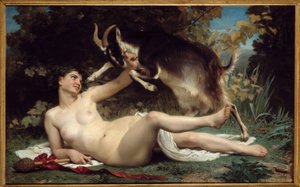 Egy Bacchante Egy kecskével van ábrázolva. William Adolphe Bouguereau (1825-1905) festménye 1862 V. 1,15 x 1,85 m Bordeaux, Musee des Beaux Arts alkotó: William-Adolphe Bouguereau