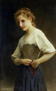 A nap elején (vidéki élet: fiatal parasztlány öltözködik). William-Adolphe Bouguereau festménye (William Adolphe Bouguereau alkotó: William-Adolphe Bouguereau