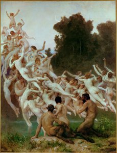The Oreads - az erdő nimfái (festmény fára) alkotó: William-Adolphe Bouguereau