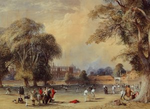 Cricket on the College Field, 1835 körül (akvarell) alkotó: William  Evans