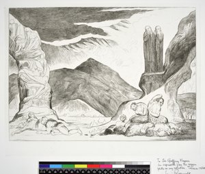 A hamisítók köre: Dante és Virgil orrát eltakarva a bűz miatt, Pokol, XXIX. ének, illusztráció Dante Alighieri „Isteni színjátékához” alkotó: William (after) Blake