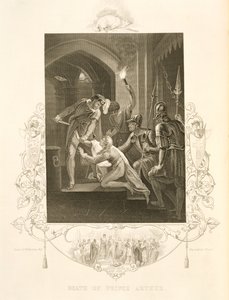 Arthur herceg halála, William Shakespeare János királyában (1564-1616) J. Rogers metszetében (metszet)