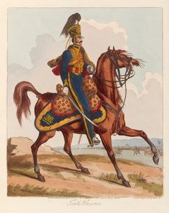 Tizedik huszárok (akvatinta, színes)
