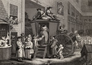 Country Inn Yard, Timothy Engleheart (1803-79) metszete a "The Works of Hogarth"-ból, 1833-ban (litho) alkotó: William (after) Hogarth