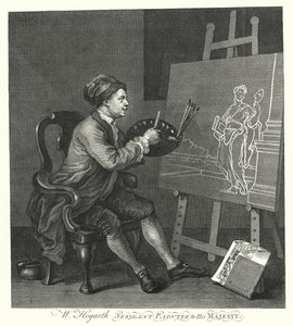 William Hogarth angol művész önarcképe (metszet)