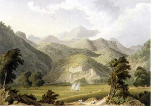 A Bore Ghaut megközelítése Johnson alezredes festményéről, T. Fielding metszetét és J. B. Hogarth színezését (litho) alkotó: William (after) Westall