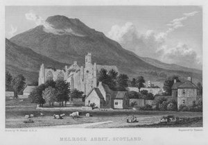 Melrose Abbey, Skócia (metszet) alkotó: William (after) Westall