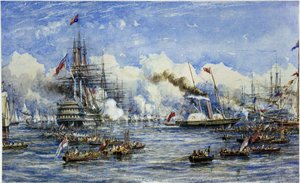 Őfelsége látogatása a zászlóshajón augusztus 11-én alkotó: William Adolphus Knell