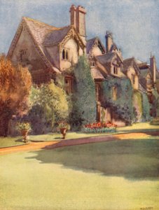 A "mansiones" a Worcester College-ban; a bencés szerzetesek csarnokának maradványa (színes litográfia)