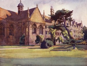 Wadham College kerti homlokzat (színes litográfia)