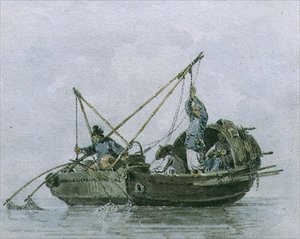 Kínai halászok szemétben (akvarell) alkotó: William Alexander
