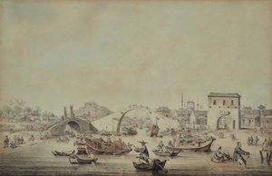 A nagykövetség kínai uszályai készülnek áthaladni egy híd alatt alkotó: William Alexander