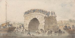 Egy híd maradványai San-Sien-Weyben a Pei-Ho-n, Tong-Tcheou közelében, 1793. augusztus 15. alkotó: William Alexander
