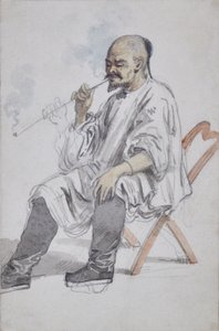 Ülő kínai férfi dohányzik alkotó: William Alexander