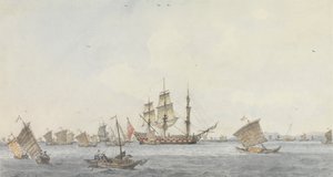 Hindostan a horgonynál a Mi-a-tau-szorosban, Ten-choo-fou városában, a Pekini-öböl bejáratánál alkotó: William Alexander