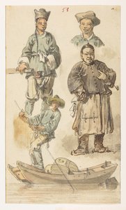 f.11 58 Kínai tanulmányok,  egy albumból, amely 372 tájat, tengerpartot, jelmezeket és mindennapi életet ábrázoló rajzot tartalmaz Lord Macartney kínai császári nagykövetsége idején, 1792 és 1794 között (ceruza és akvarell papíron) alkotó: William Alexander