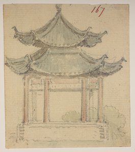 f.63 167 Templom.  , egy albumból, amely 372 tájat, tengerpartot, jelmezeket és mindennapi életet ábrázoló rajzot tartalmaz Lord Macartney kínai császári nagykövetsége idején, 1792 és 1794 között (ceruza és akvarell papíron) alkotó: William Alexander