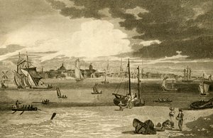 "Kilátás Liverpoolra, a kompról, Lancashire", 1808.