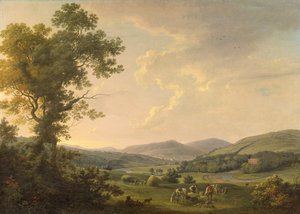 Táj szénavarrókkal és távoli kilátással egy György-korabeli házra, 1780 körül (olaj, vászon)