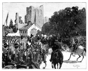 Viktória királynő érkezése a skóciai Kelsóba, 1887. alkotó: William Barnes Wollen