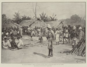 Az Ashanti-expedíció, Akroful, a második megállóhely a Cape Coast-i kastélyból induló menetben alkotó: William Barnes Wollen