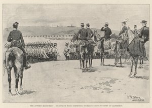 Az őszi manőverek, Sir Evelyn Wood a Highland könnyűgyalogságot ellenőrzi Aldershotban alkotó: William Barnes Wollen