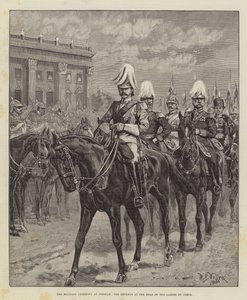 Katonai szertartás Potsdamban, a császár a Gardes du Corps élén alkotó: William Barnes Wollen