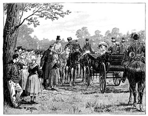 A királynő az ünnepségen a St Germain-i erdőben, Franciaország, 19. század közepe, vége, 1887 alkotó: William Barnes Wollen
