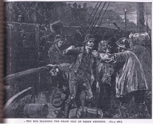 A tömeg gabonahajóra száll Garry Kennedynél 1841-ben alkotó: William Barnes Wollen