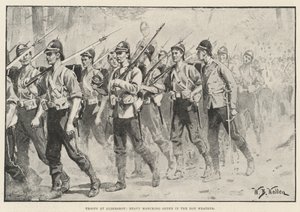 Csapatok Aldershotban, Heavy Marching Order a meleg időben alkotó: William Barnes Wollen
