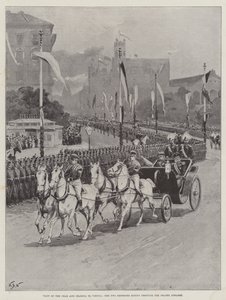 A cár és a cárnő látogatása Bécsben, a két császár lovaglása a Prater Strassén alkotó: William Barnes Wollen