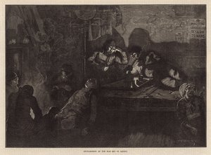 Ópiumfüstölés a londoni East Enden (metszet) alkotó: William Bazett Murray