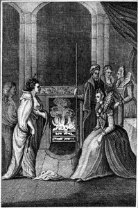 Grana Uile bemutatta Erzsébet királynőnek, illusztrációja az „Anthologia Hibernica” kötetből. II, Clayton nyomtatványa, 1794-ben jelent meg alkotó: William Beauford