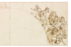 Vázlat a Wallington Hall-i falfestményhez (tinta és ceruza papíron (kártyára ragasztva)) alkotó: William Bell Scott