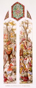 Alfréd király Athelneyben, Somersetben, követőivel, 1880 körül alkotó: William Bell and Boyd, Alice Scott