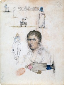 Nyolc kis rajz, köztük portré, alaktanulmányok, kocsik, William Berryman művésztől. alkotó: William Berryman