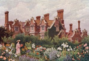 Hollingbourne Manor az Upeer-kertből (színes lithó) alkotó: William Biscombe Gardner