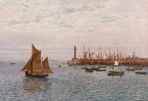 Margate kikötője (színes litográfia) alkotó: William Biscombe Gardner