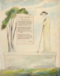 Egy pásztor a sírfeliratot olvassa, a Templomkertben írt elégiából, a Thomas Gray verseiből, 1797-98 (akvarell és fekete tus a papíron) alkotó: William Blake
