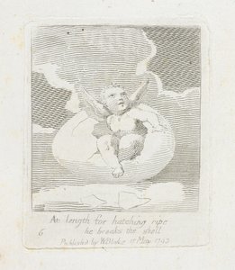 A kikelés érett hosszában feltöri a héjat, 8. tábla a „Gyermekeknek”. A Paradicsom kapui”, 1793 alkotó: William Blake